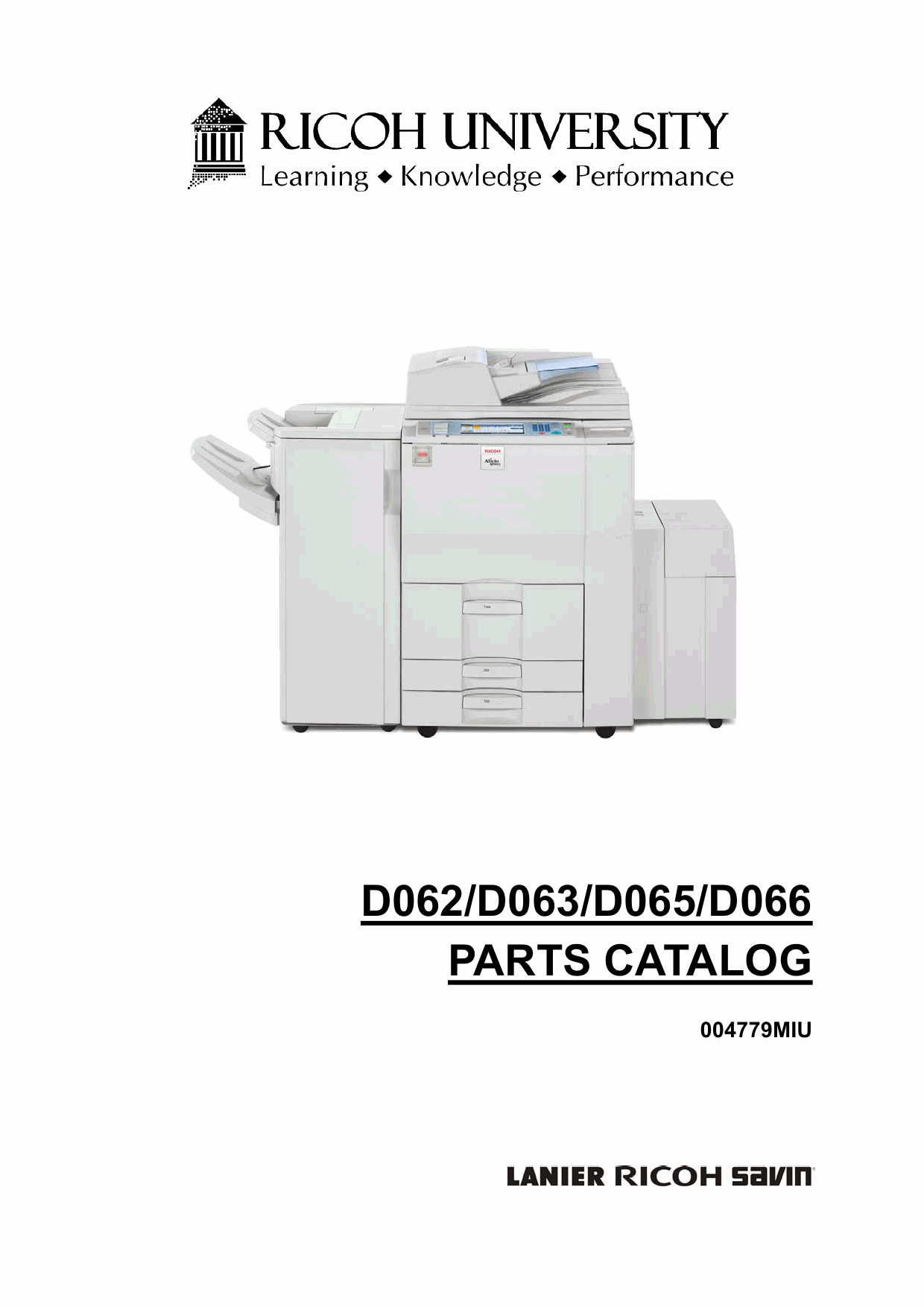 RICOH Aficio MP-6001 7001 8001 9001 D062 D063 D065 D066 Parts Catalog-1